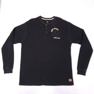 John Deere Embroidered Thermal Henley XL Dark Brown